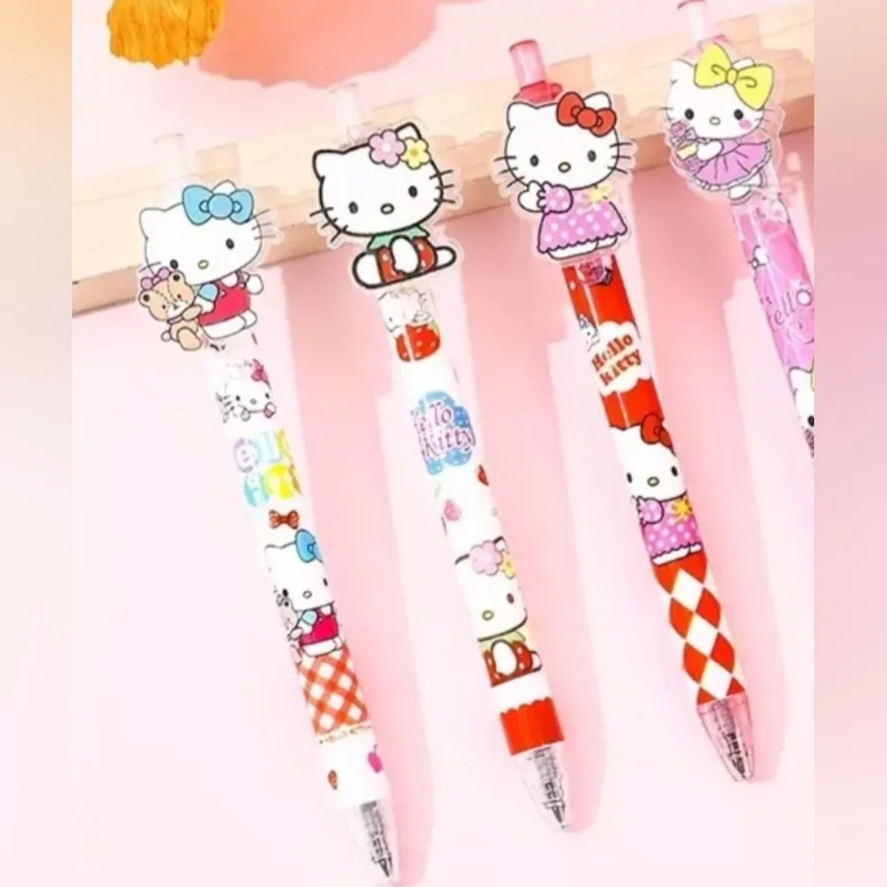 Set of 6 - Sanrio Hello Kitty Kawaii Acrylic Charm Ballpoint Pens
